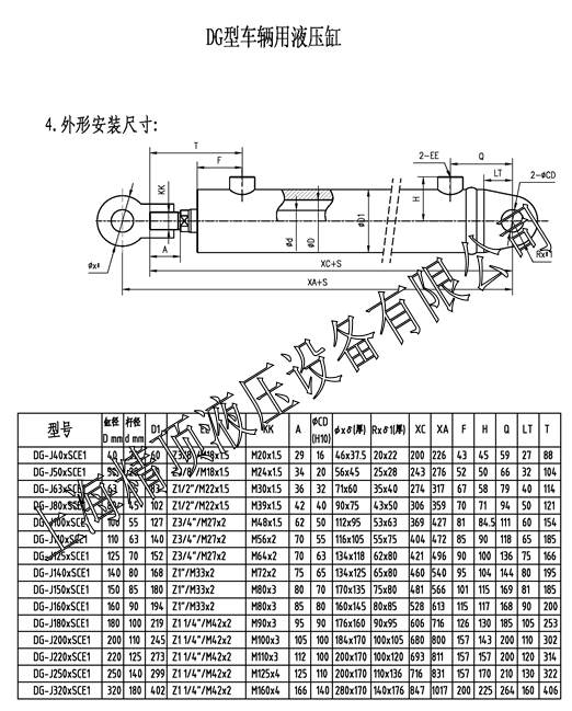 液壓油缸選型樣本