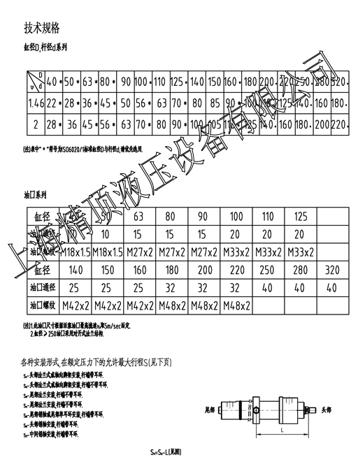 液壓油缸選型樣本