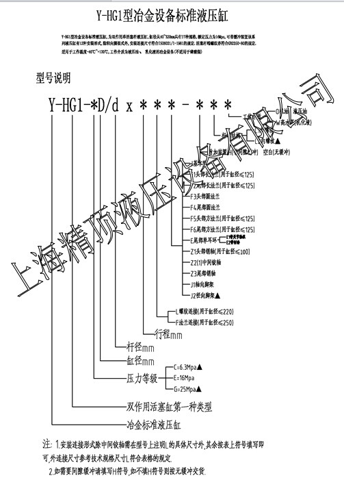 液壓油缸選型樣本